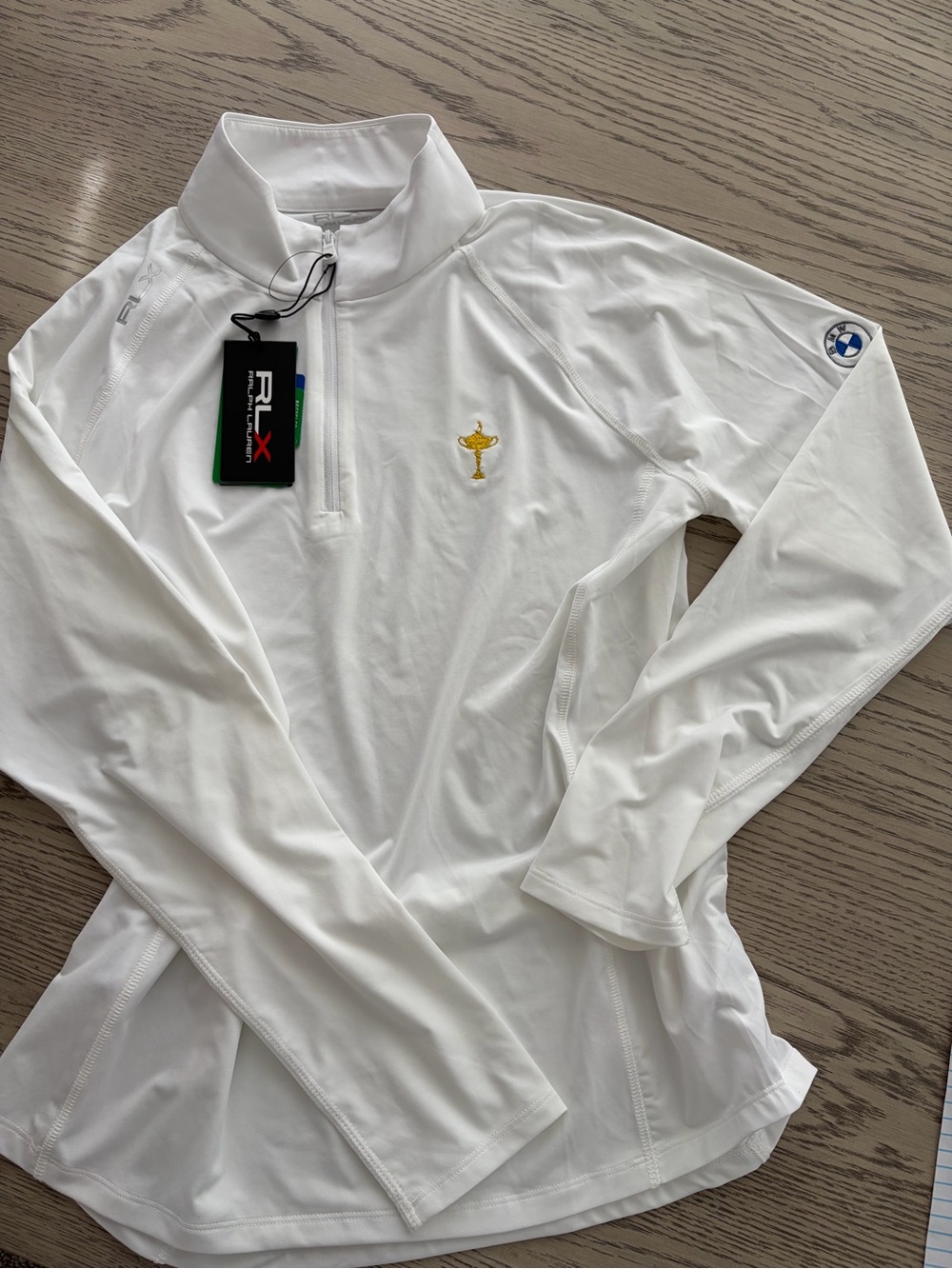 BMW White Pullover with Blue and Black Roundel